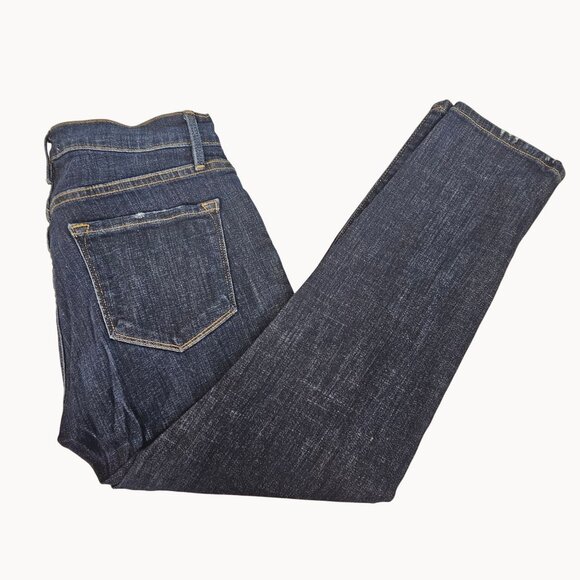 Womens Bootcut Slim Dark Washed Denim Jeans Casual Comfort Ankle Cropped 24 - Picture 3 of 16